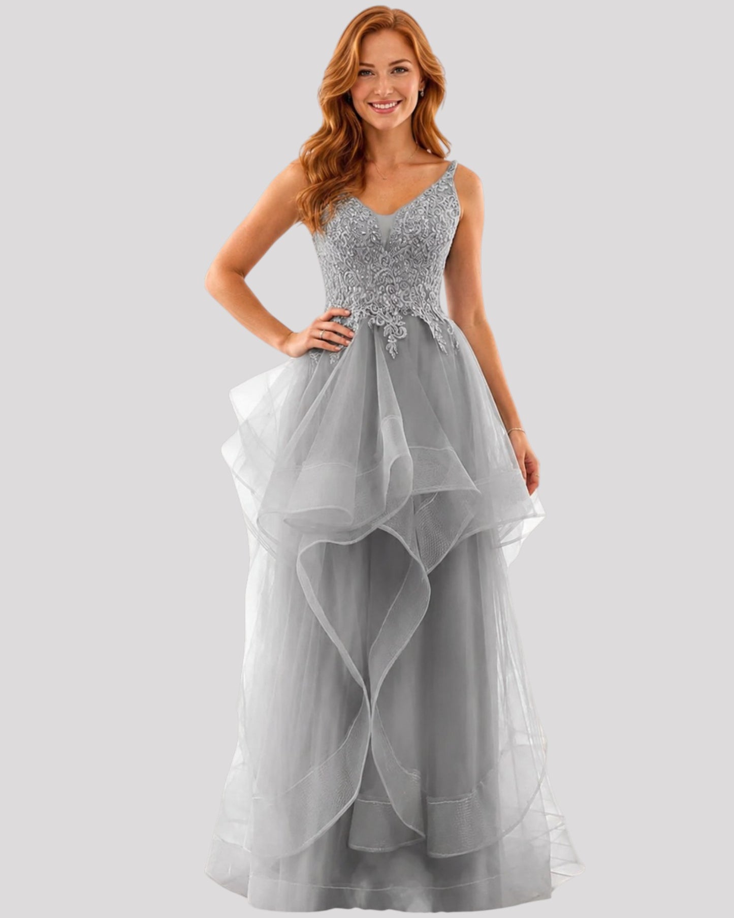 Stunning Evening Dress with organza skirt and lace bodice choose from 4 colours