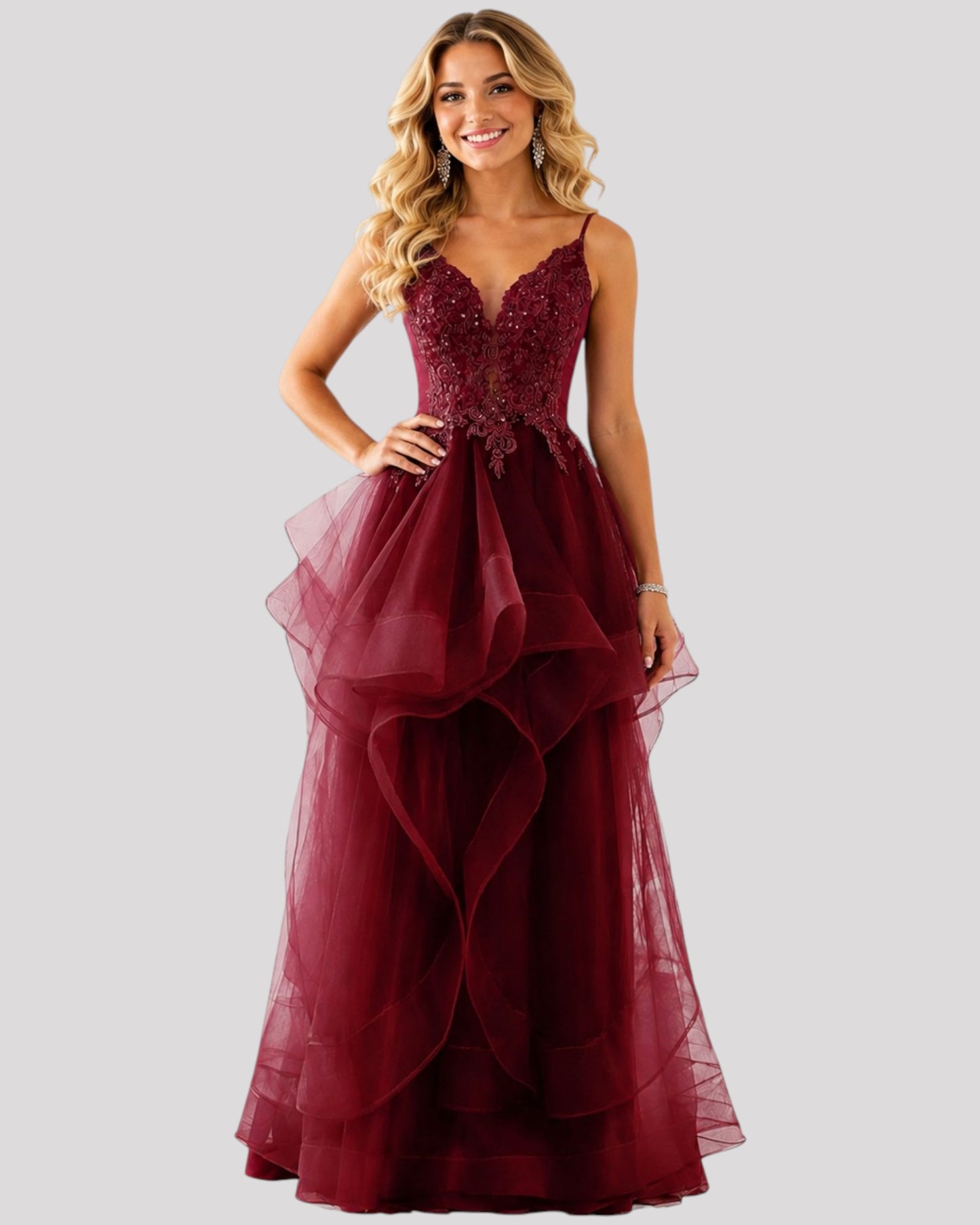 Stunning Evening Dress with organza skirt and lace bodice choose from 4 colours