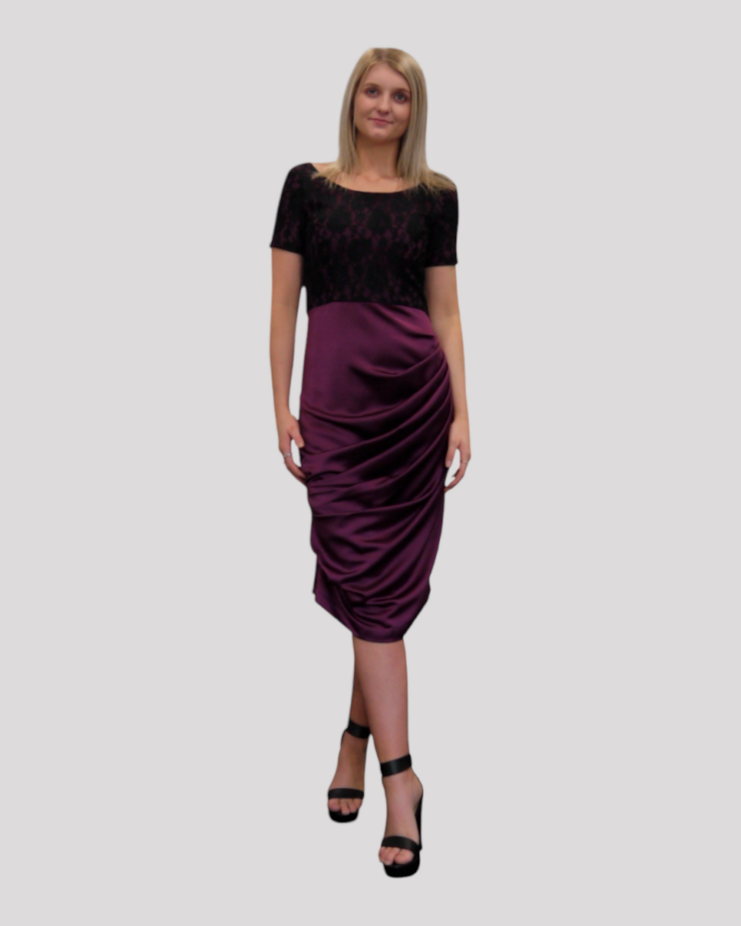 Cathy Purple and Lace Cocktail Dress