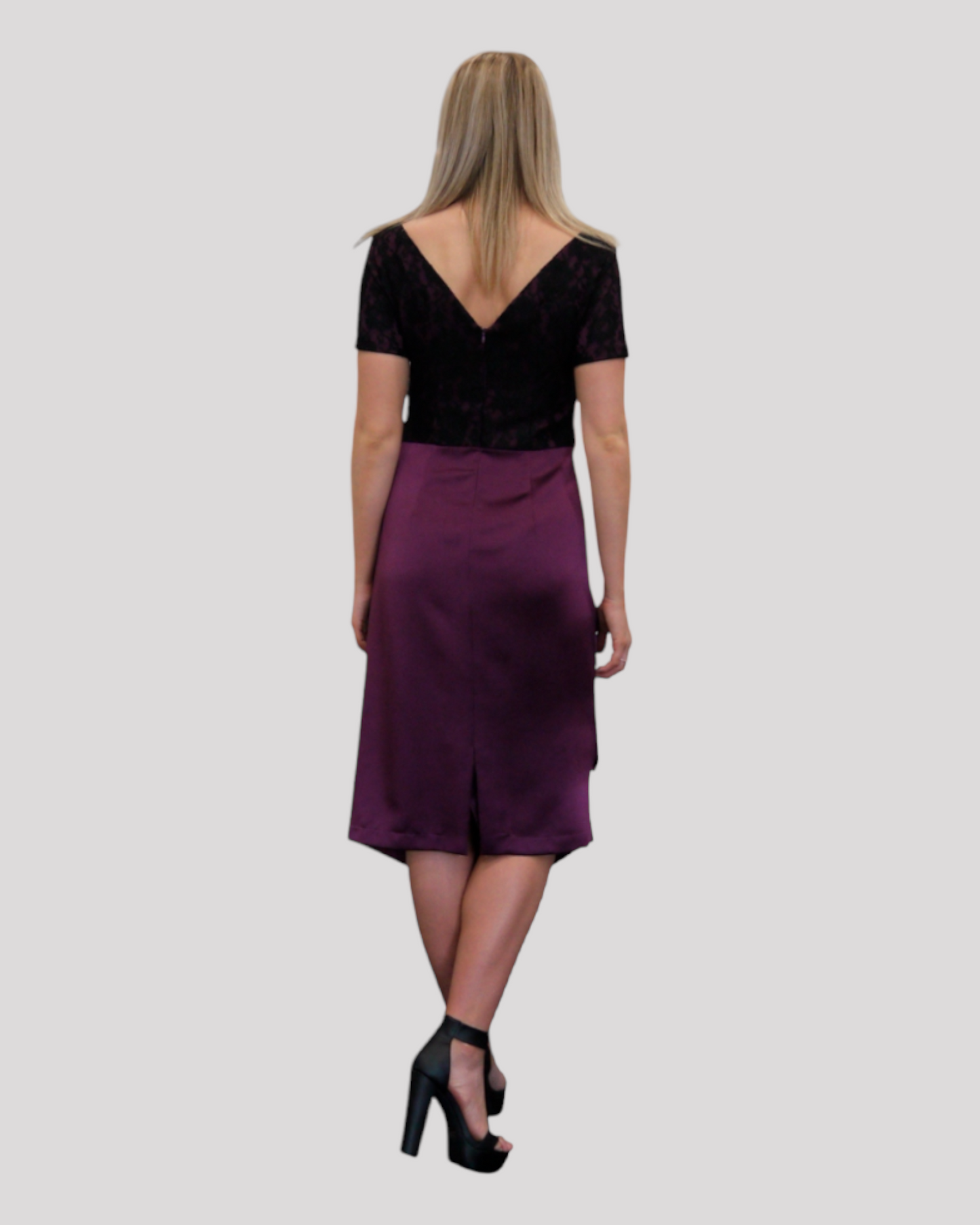 Cathy Purple and Lace Cocktail Dress