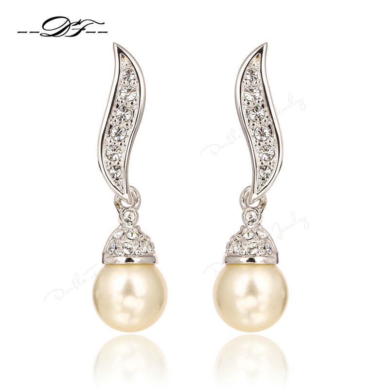 Pearl and Crystal Stud Drop Earrings