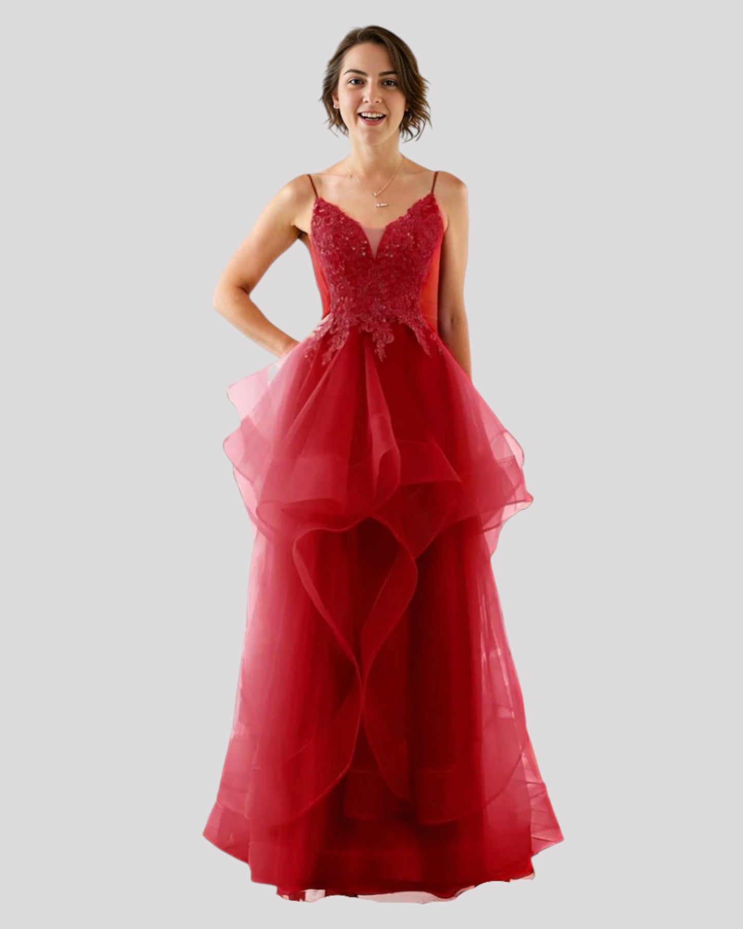Stunning Evening Dress with organza skirt and lace bodice choose from 4 colours