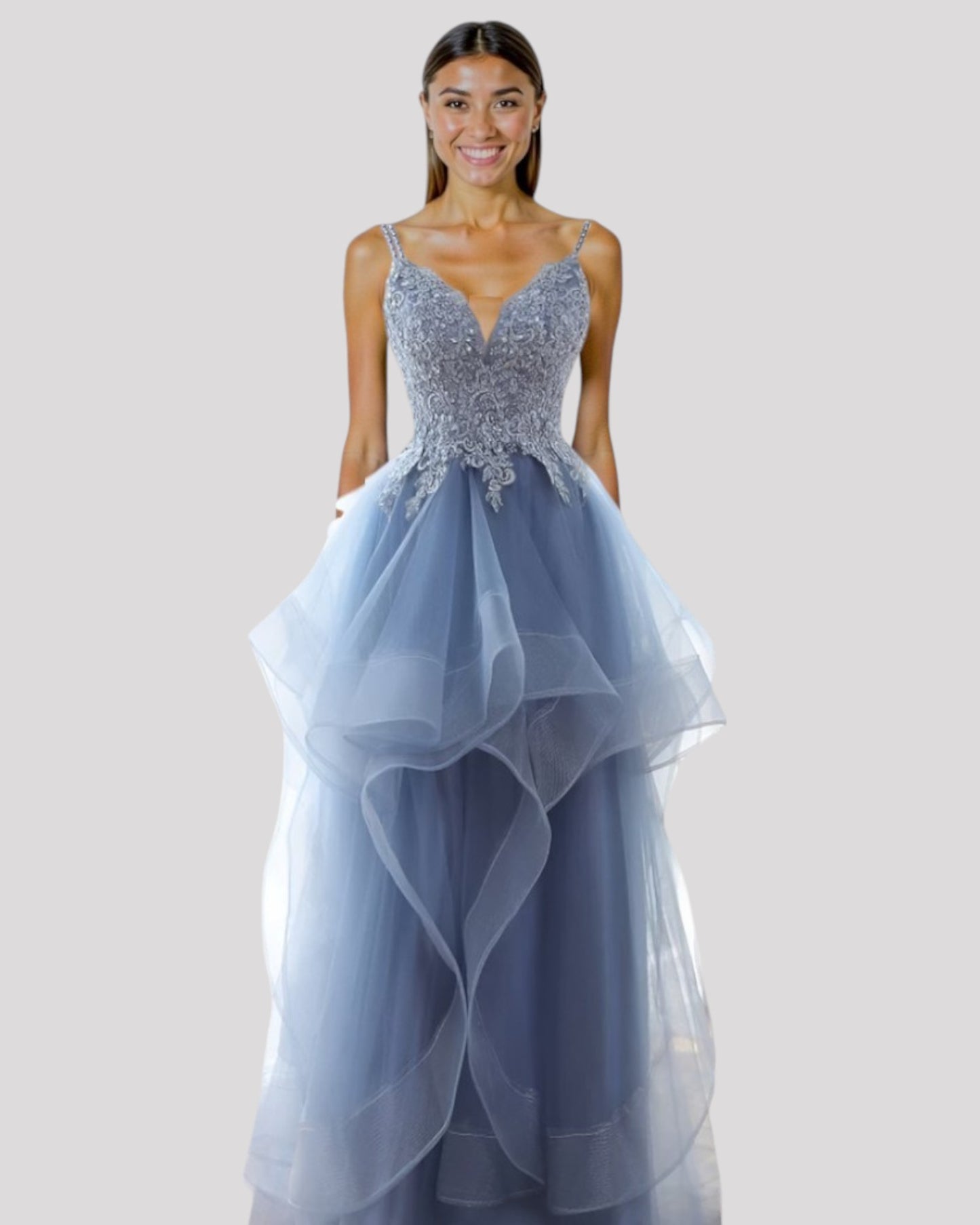 Stunning Evening Dress with organza skirt and lace bodice choose from 4 colours
