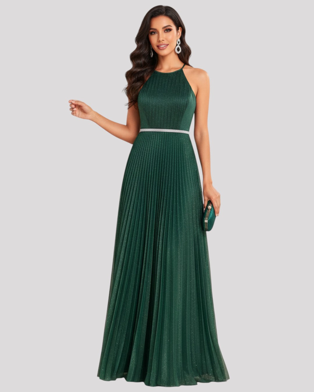 Stunning Halterneck top with pleating detail and crystal feature on the front available in 3 colours