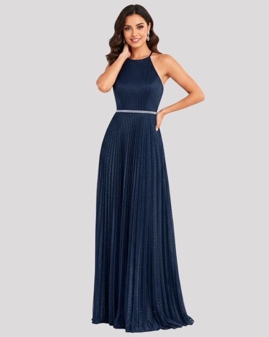 Stunning Halterneck top with pleating detail and crystal feature on the front available in 3 colours