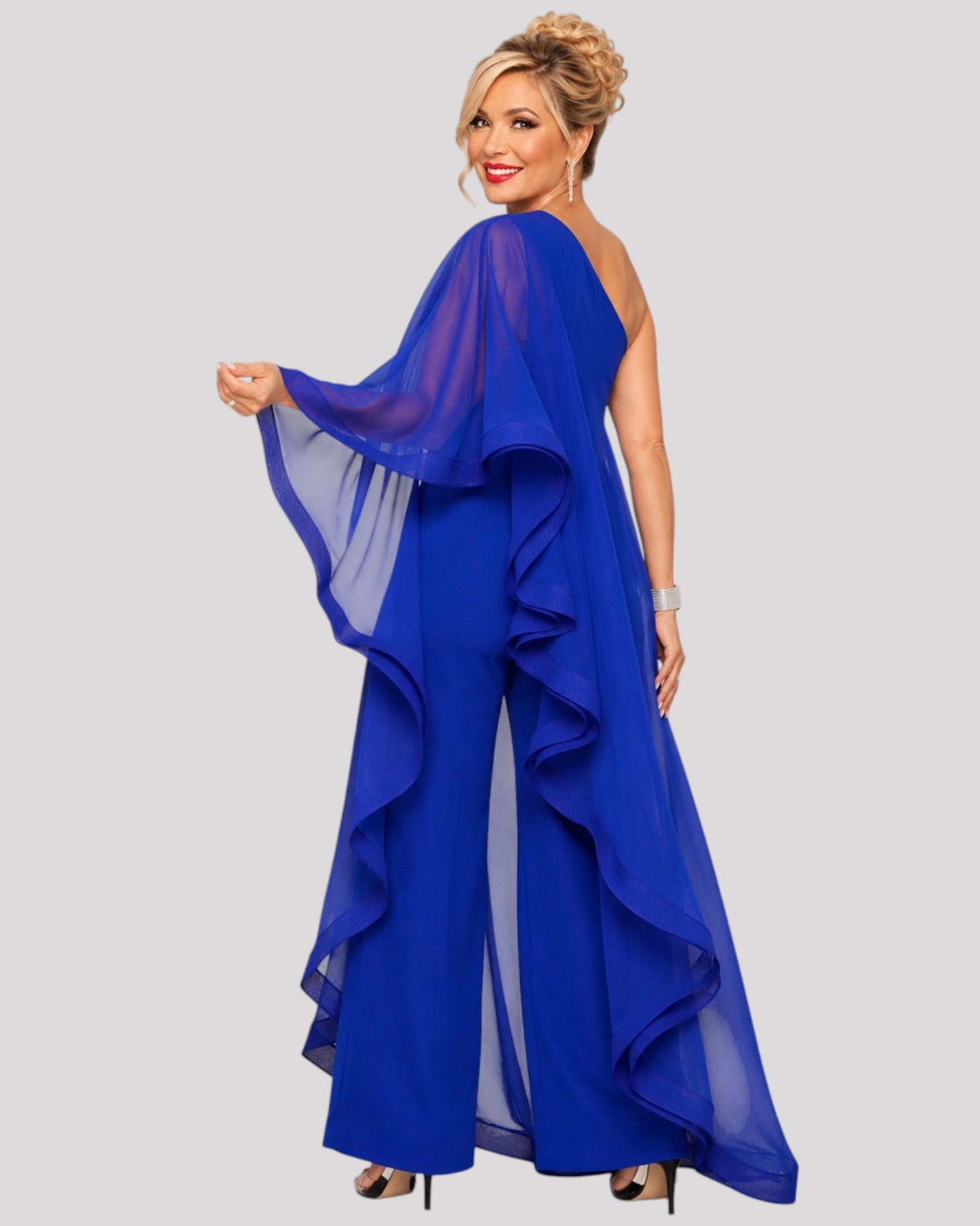 Elegant One-Shoulder Ruffle Jumpsuit Available in 6 Colours