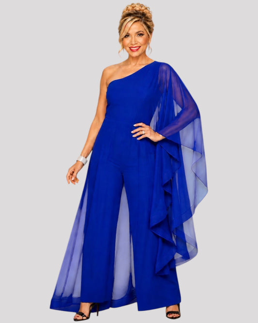 Elegant One-Shoulder Ruffle Jumpsuit Available in 6 Colours