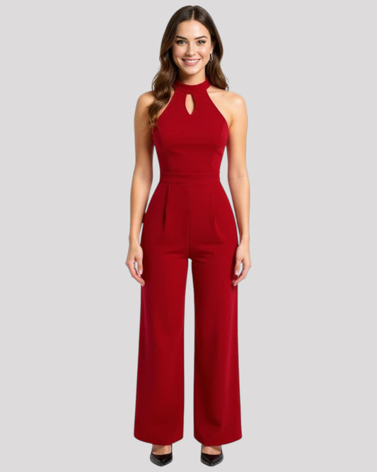 Halterneck Jumpsuit with Keyhole Cut Out, available in 3 Colours
