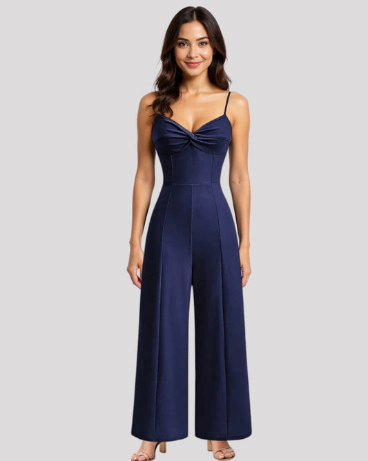 Rouched Bodice Jumpsuit with Shoe String Straps, available in 3 Colours