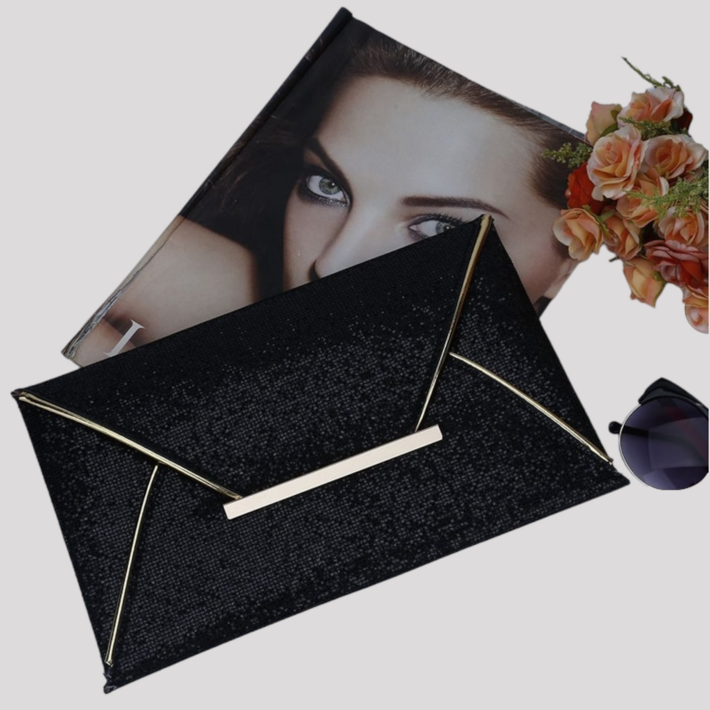 Envelope Style Evening Clutch Bag with Sparkly Sequins, Available in 3 colours