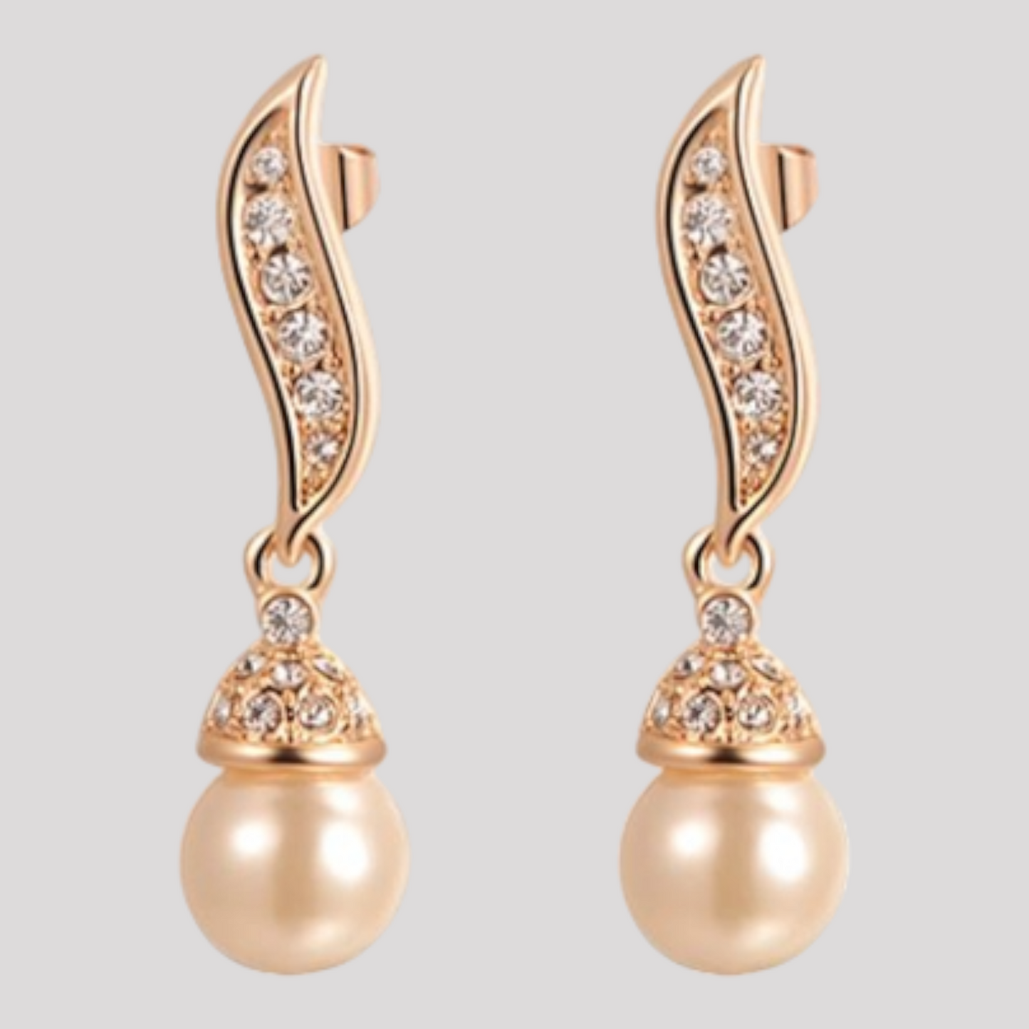 Pearl and Crystal Stud Drop Earrings