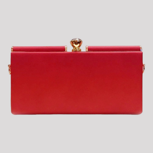 Large Crystal Closure Clutch Bag with Chain Shoulder Strap, Available in 3 Colours