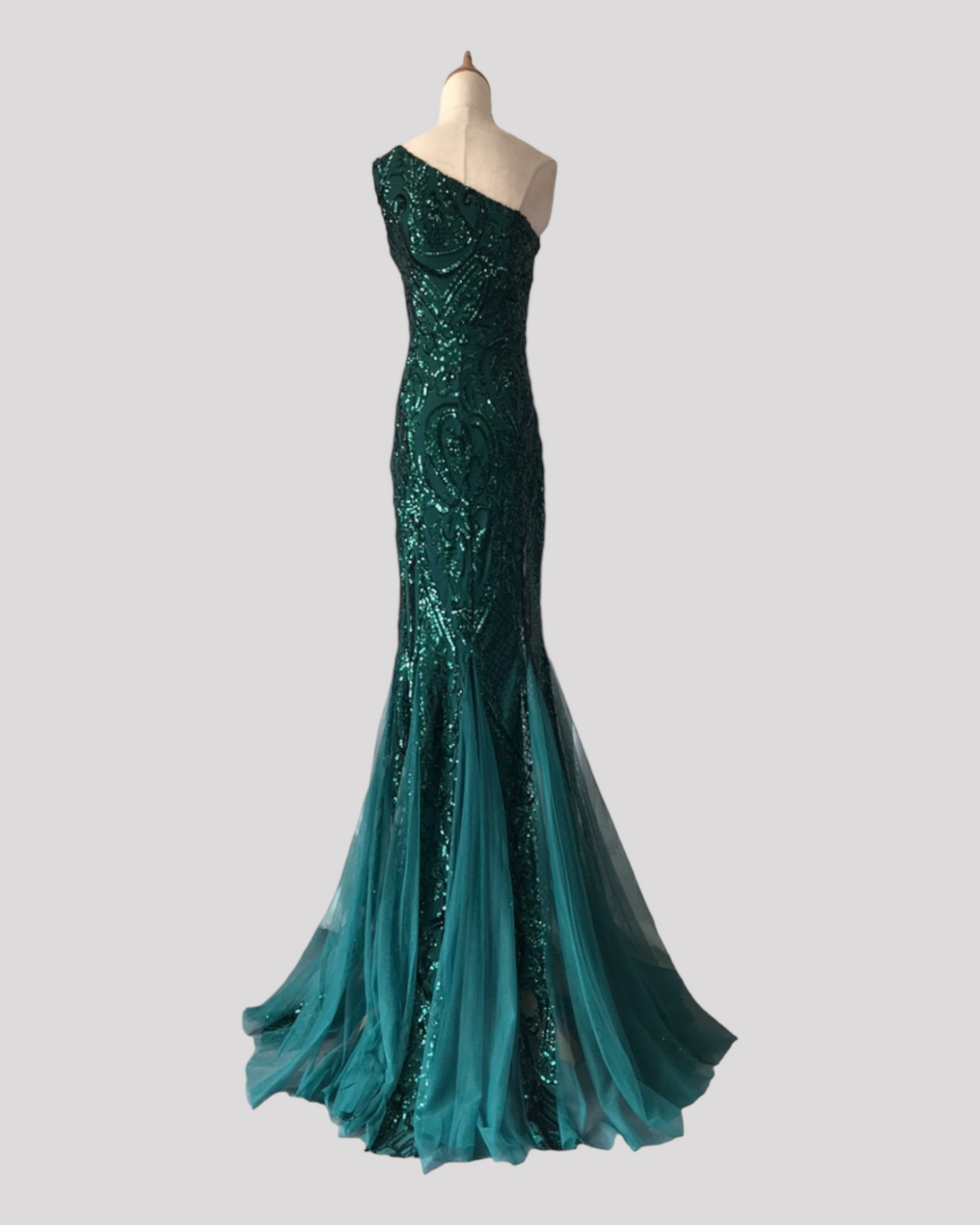 One Shoulder Sequin Mermaid Evening Dress with soft Chiffon Skirt Insert available in 5 Colours