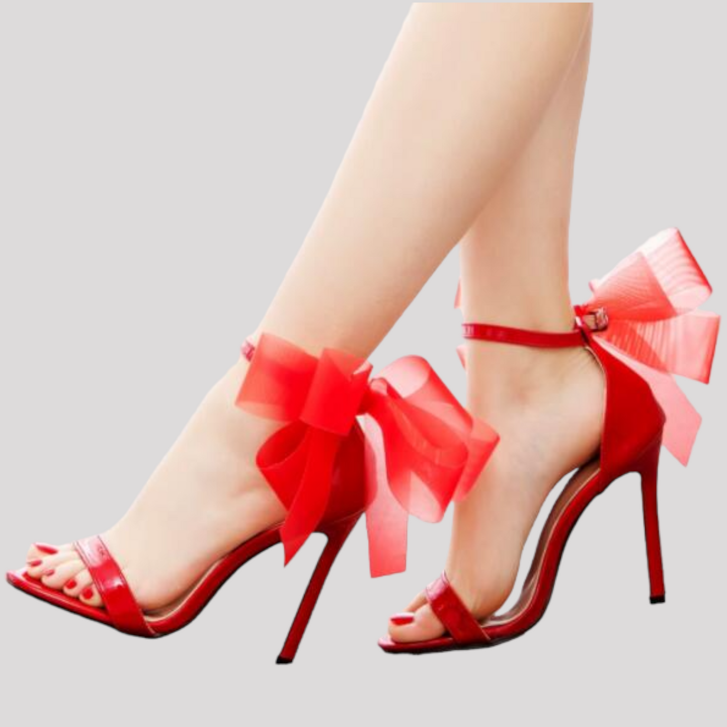 Strappy Open Toe High Heels with Feature Ankle Bow Available in 3 Colours