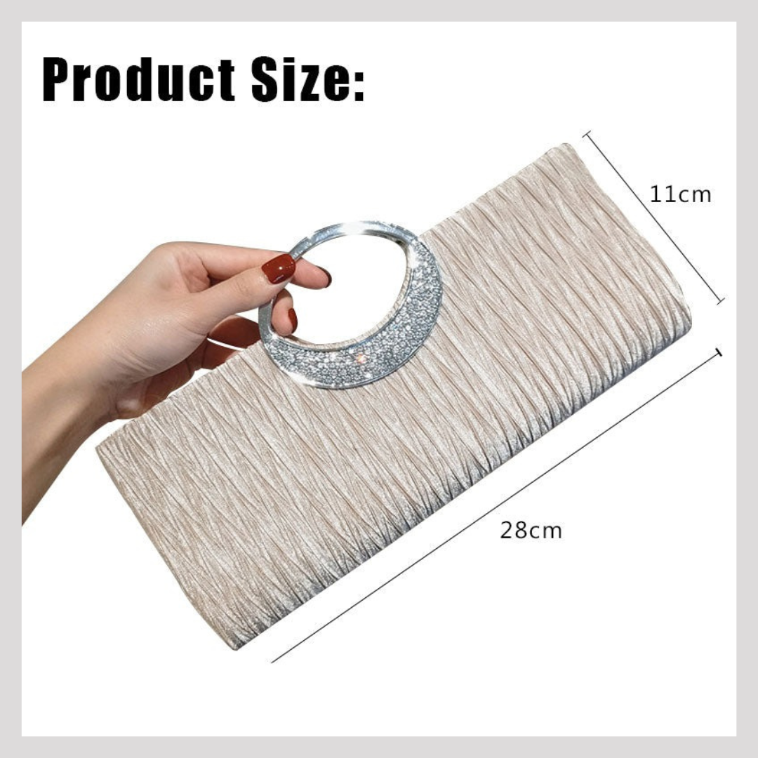Evening Clutch Bag with Circle Handle and Crystal detail available in 8 Colours